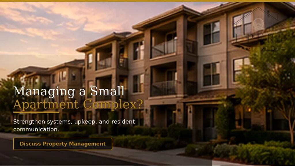 Discuss small apartment management with J Perl Properties