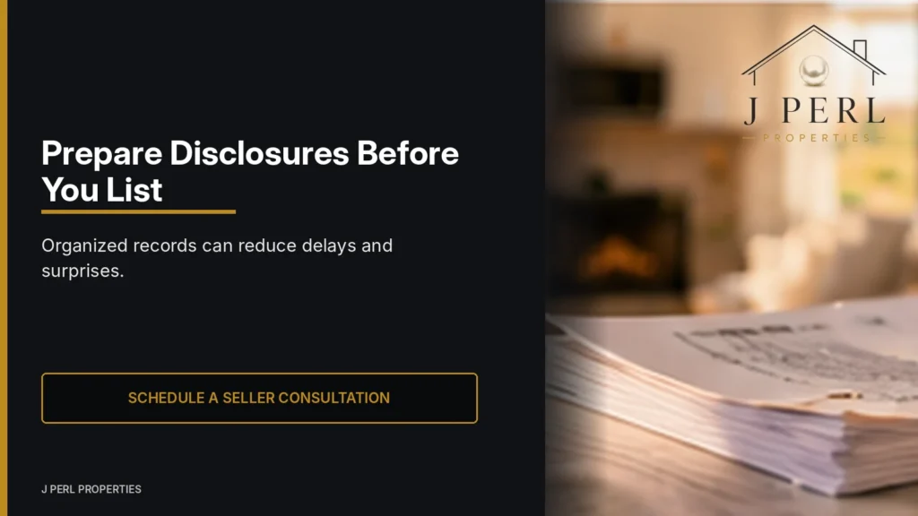 Prepare Disclosures Before You List. Organized records can reduce delays and surprises.